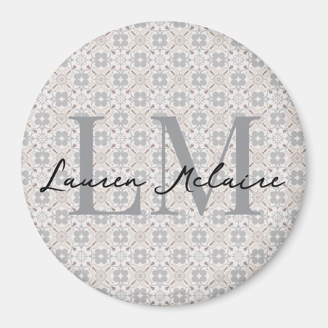 Aimant Minimalistic Monogram Script Name Spanish Tile  (Devant)