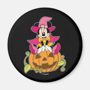 Aimant Minnie Mouse assise sur une citrouille Jack-O-Lant