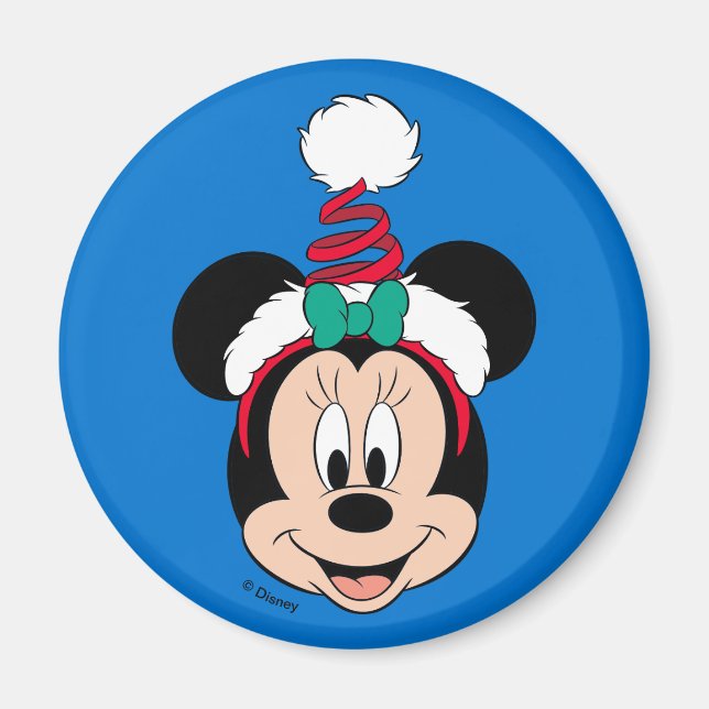 Aimant Minnie Mouse | Casquette de Noël mignon (Devant)