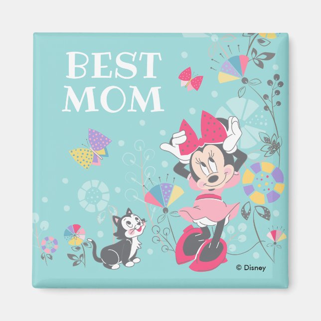 Aimant Minnie Mouse & Figaro - Bonne fête des mères (Devant)