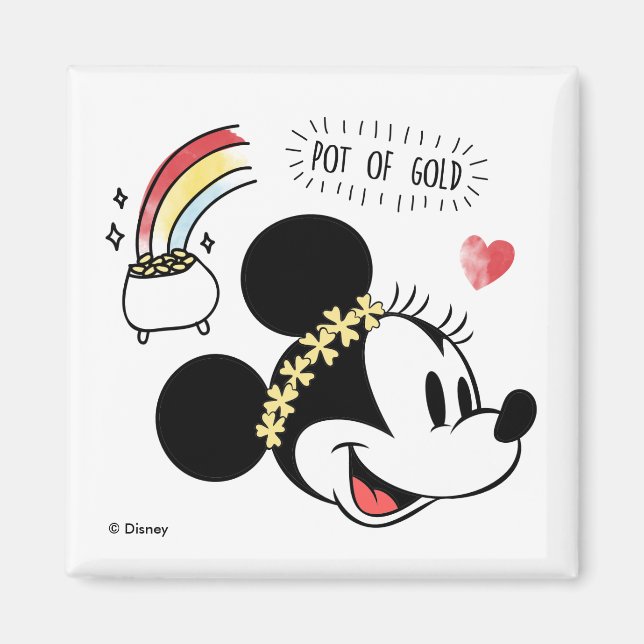 Aimant Minnie Mouse | Saint-Patrick - Pot d'or (Devant)