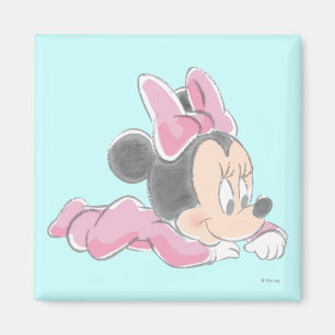 Aimant Minnie souris bébé   Pyjamas roses