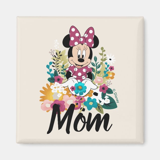 Aimant Minnie Souris - Fleurs pour maman (Devant)