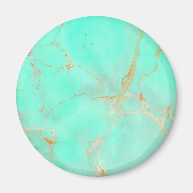 Aimant Mint & Gold Marble Abstract Aqua teal Painted Look (Devant)