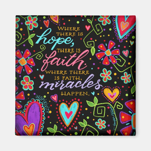 Aimant Miracles Happen Faith Coloré Inspirationnel (Devant)