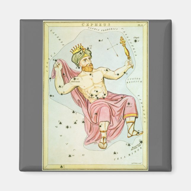 Aimant Miroir d'Urania, carte céleste d'astronomie vintag (Devant)