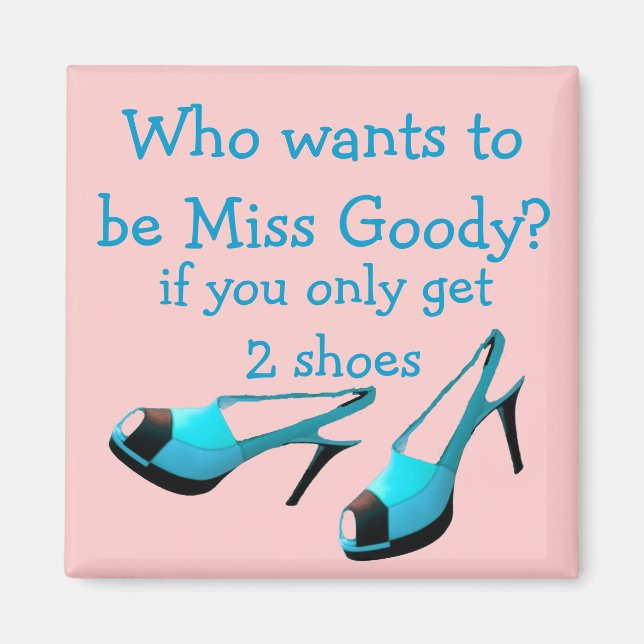 Aimant Miss Goody Deux Chaussures Designer Bleu hauts tal (Devant)