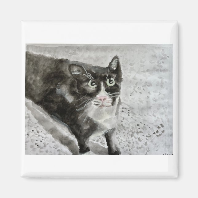 Aimant Mitten le chaton sur l'aimant (Devant)