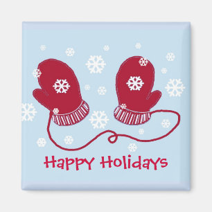 Aimant Mittens Rouges - Joyeuses Fêtes