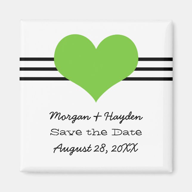 Aimant Mod Heart Enregistrer l'aimant de date, vert (Devant)