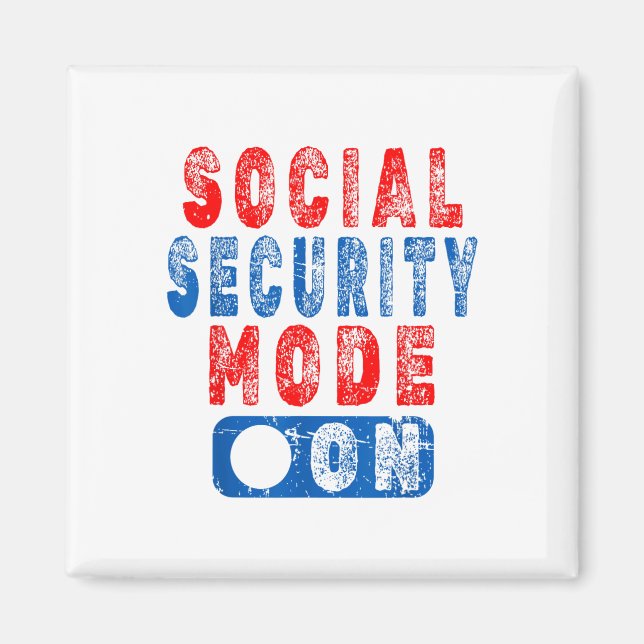Aimant Mode Sécurité sociale activé - Humour citoyen âgé  (Devant)