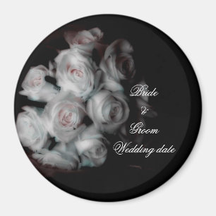Aimant Modèle d'aimant de roses roses de mariage