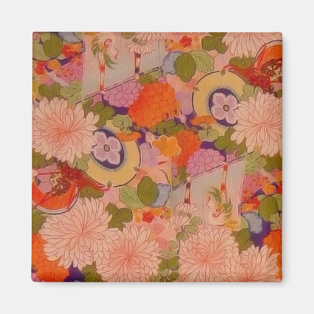 Aimant Modèle floral rose kimono (Devant)