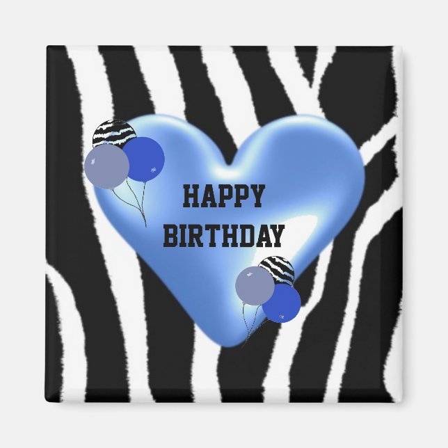 Aimant Modèle Zebra Anniversaire avec Ballons (Devant)