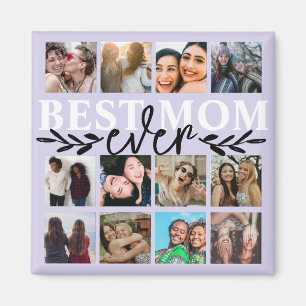 Aimant Modern Best Mom Ever Purple Photo Collage