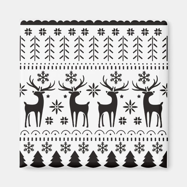 Aimant Modern Folk Art Christmas Reindeer (Devant)