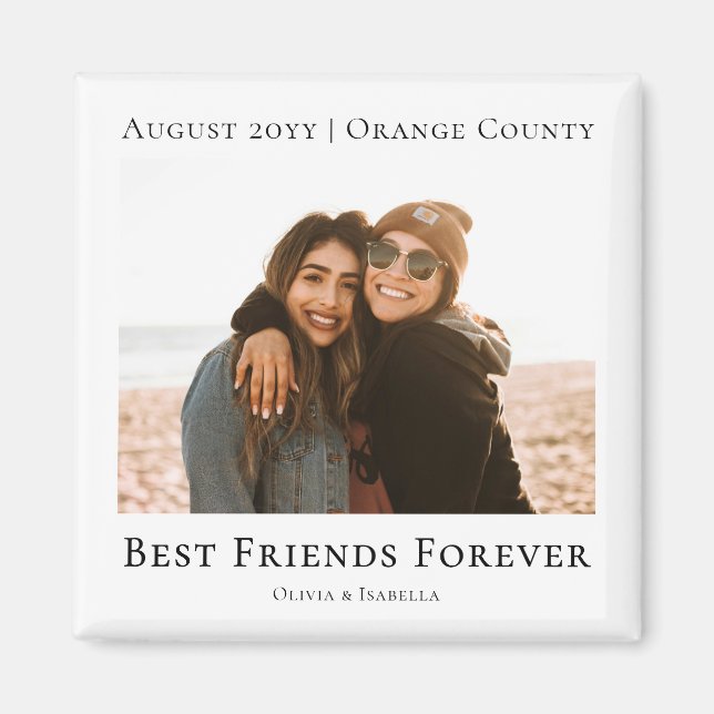 Aimant Modern Personalized Best Friends Forever Photo (Devant)