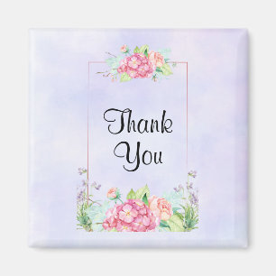 Aimant Modern Pink Watercolor Floral Frame Thank You