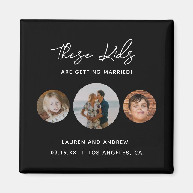 Aimant Modern Simple Script Photo Mariage Enregistrer La  (Devant)