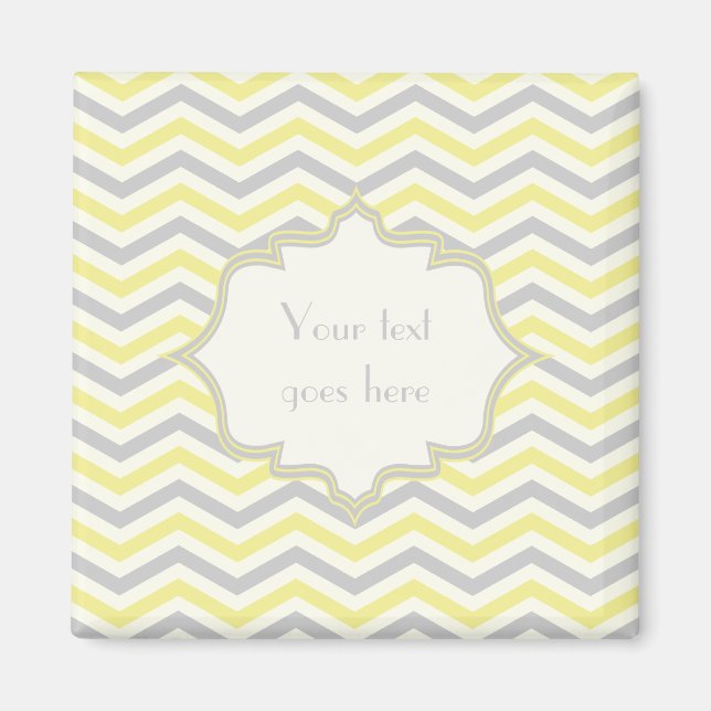 Aimant Modern yellow, grey, ivory chevron pattern custom (Devant)