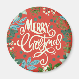 Aimant Moderne Bold Floral Joyeux Noël