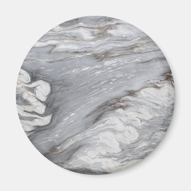 Aimant moderne chic simple minimaliste marbre blanc gris (Devant)