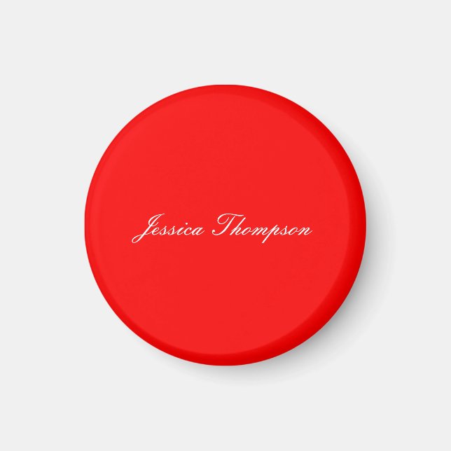 Aimant Moderne élégant Plain Simple Professionnel Rouge (Devant)