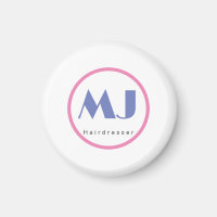 Moderne et élégant Monogramme Bleu Coiffeur blanc