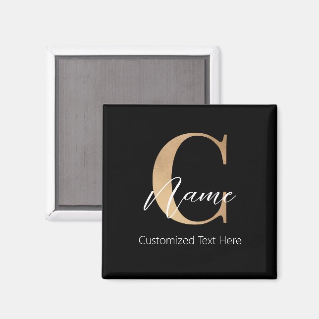 Aimant Moderne Monogramme Initial C & Nom Personnel (Recto/Verso)
