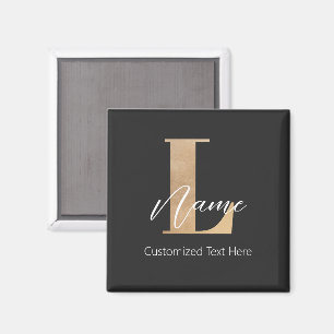 Aimant Moderne Monogramme Initiale L & Nom Personnel