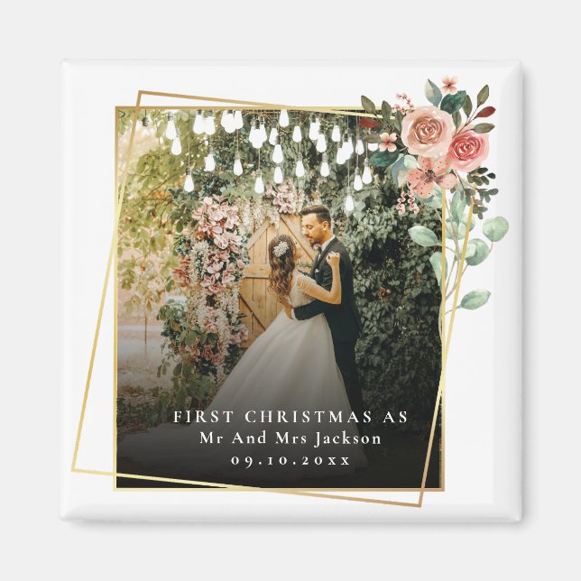 Aimant Moderne Notre Premier Noël En Tant Que M. et Mme F (Devant)