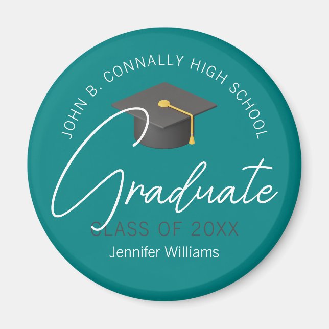 Aimant Moderne Turquoise Graduate Custom 2025 Graduation (Devant)