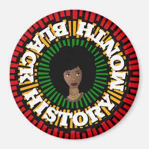 Aimant Mois de l'histoire noire, rayons du soleil, femme 