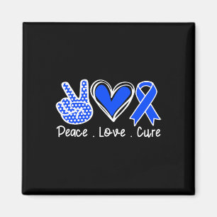 Aimant Mois de sensibilisation Bleu Ruban Paix Amour Cure