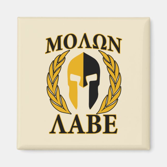 Aimant Molon Labe Spartan Mask Laurels Décor Beige (Devant)