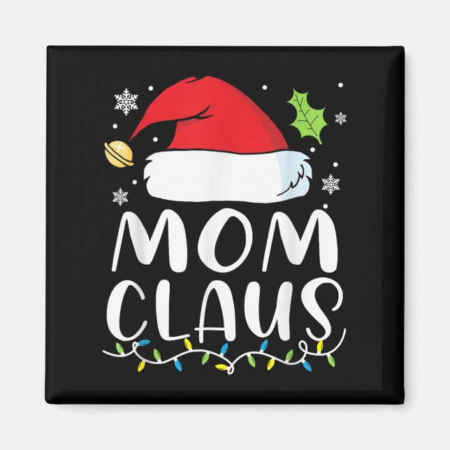Aimant Mom Claus Christmas Lights Pajama Xmas Family Matc (Devant)