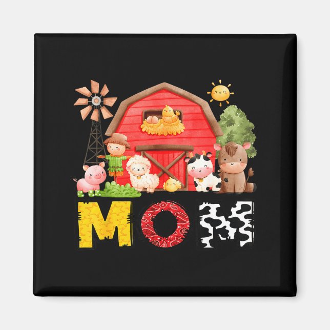 Aimant Mom Farm Cow Birthday Boy Matching Family Matching (Devant)