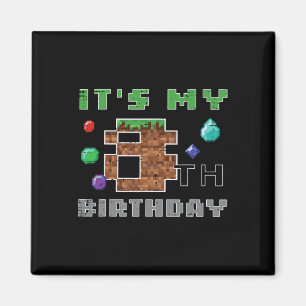 Aimant Mon 8ème Anniversaire Pixel 8 Gamer Vidéo Jeux Gar