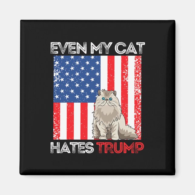 Aimant Mon chat déteste Trump contre Trump American Flag  (Devant)