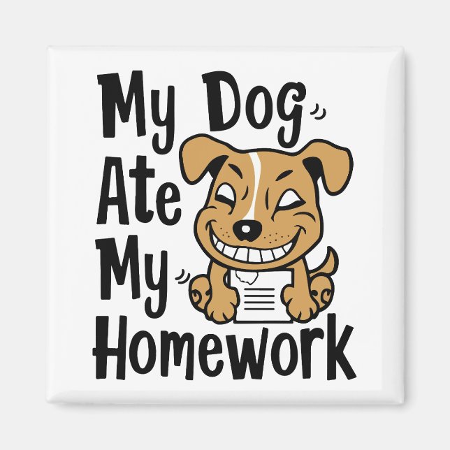 Aimant Mon chien a mangé mes devoirs (Devant)