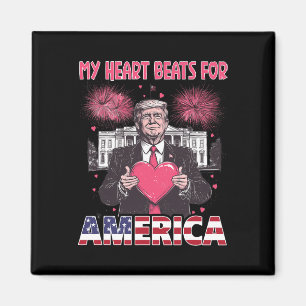 Aimant Mon coeur bat pour l'Amérique Trump Saint-Valentin