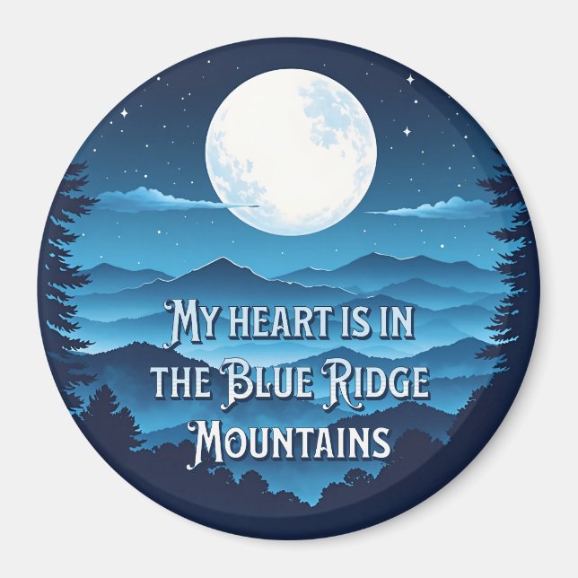 Aimant Mon coeur est dans l'aimant Blue Ridge Mountains (Devant)
