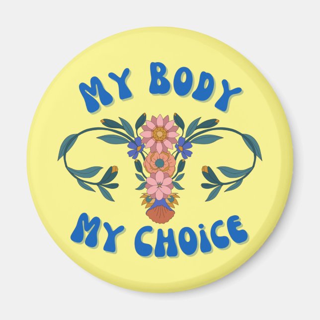 Aimant Mon corps Mon choix Floral Uterus Pro-Choice (Devant)