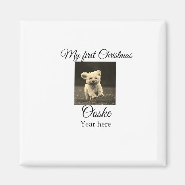 Aimant Mon premier Noël ajouter le nom de l'animal date a (Devant)