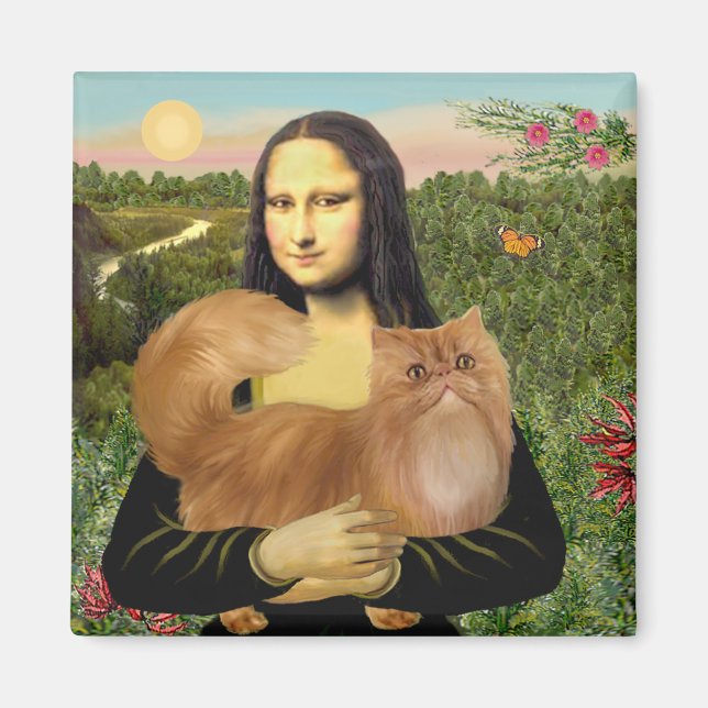 Aimant Mona Lisa - chat perse rouge (Devant)