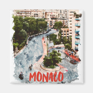 Aimant Monaco Retro Race Track French Riviera Travel