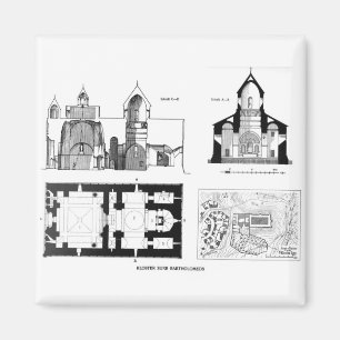Aimant Monastère Saint Bartholomew étage et plan croisé M