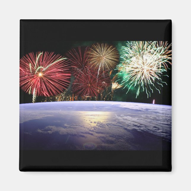 Aimant Monde et feux d'artifice (Devant)