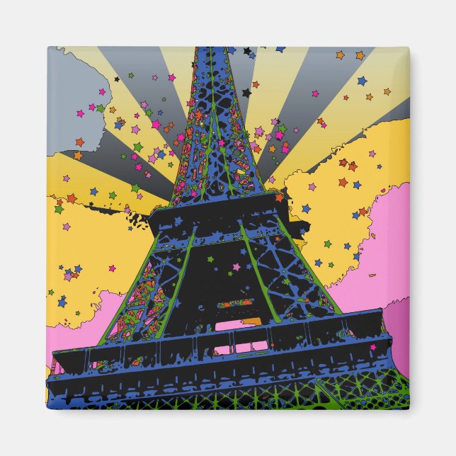 Aimant Monde psychédélique : Tour Eiffel, Paris France A1 (Devant)