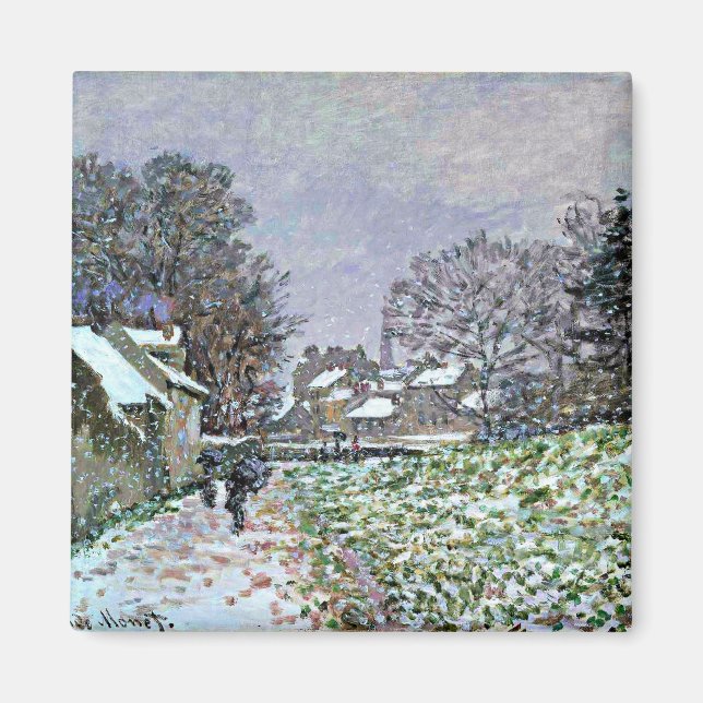 Aimant Monet - Neige à Argenteuil 2, célèbre peinture (Devant)